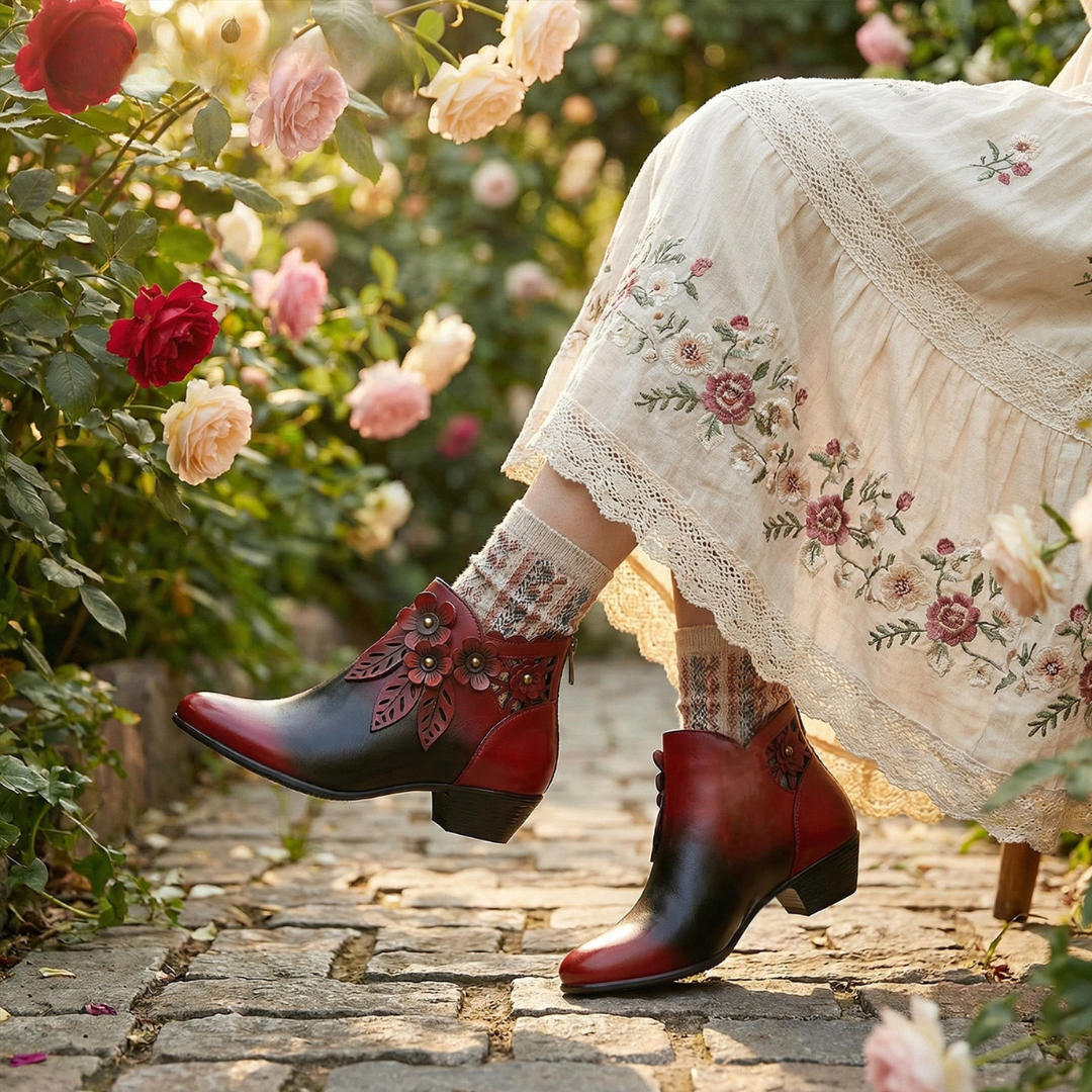 Blooming Elegance Floral Ankle Boots