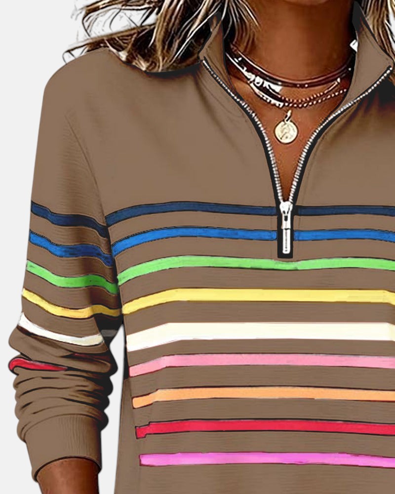 Ariella | Striped Zip Hoodie