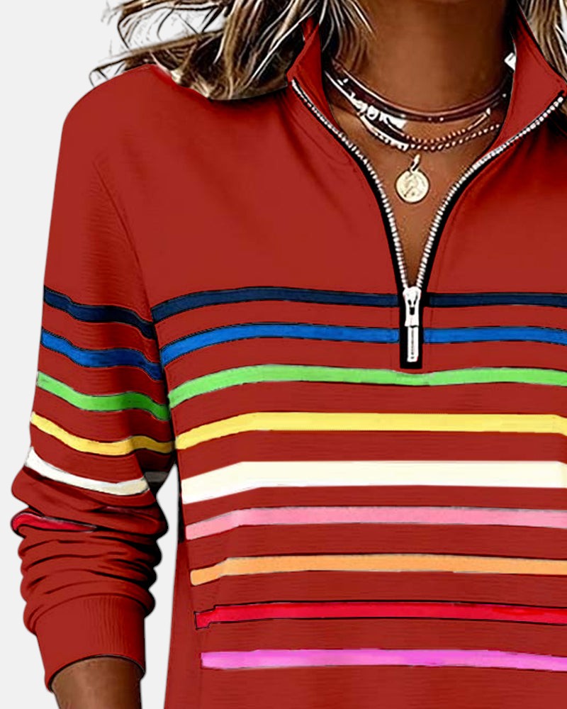 Ariella | Striped Zip Hoodie