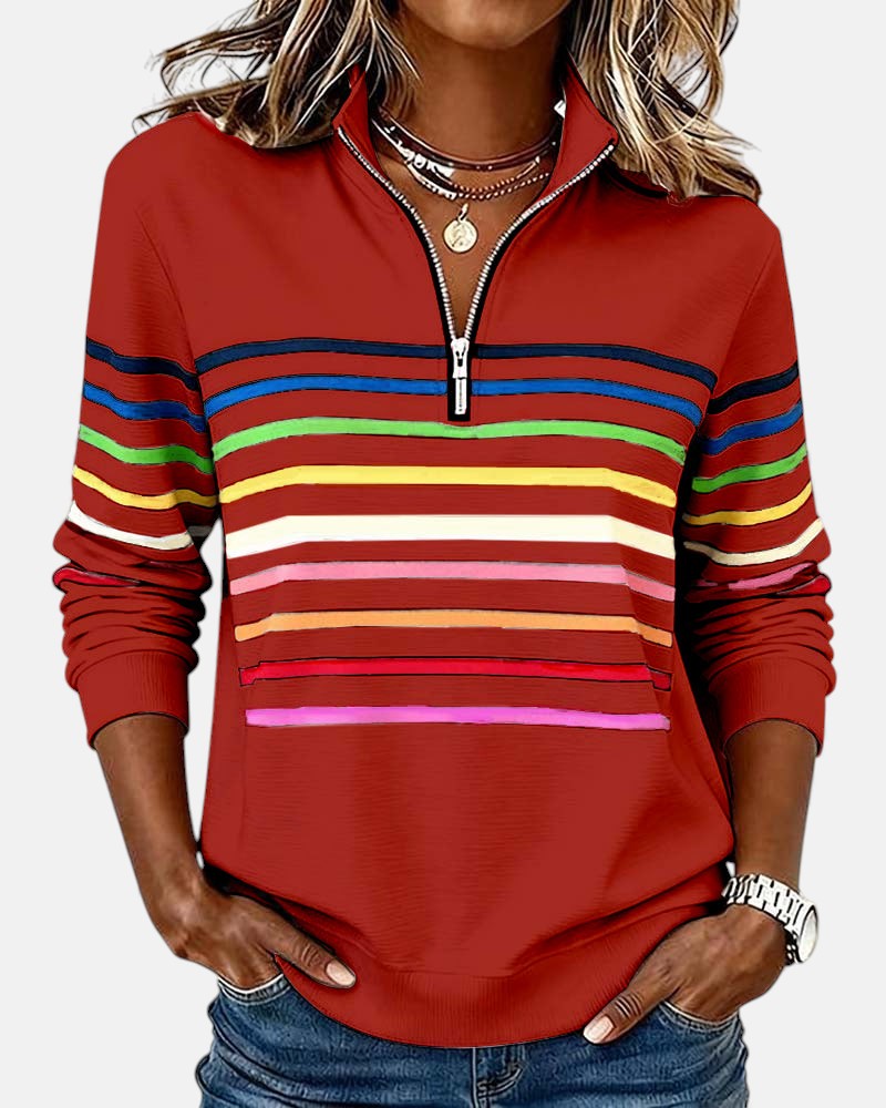 Ariella | Striped Zip Hoodie