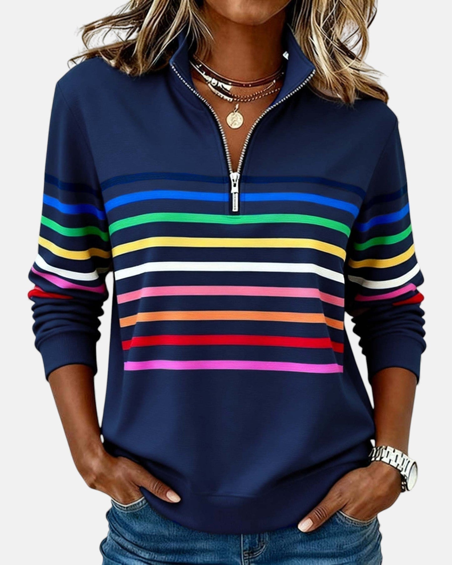 Ariella | Striped Zip Hoodie