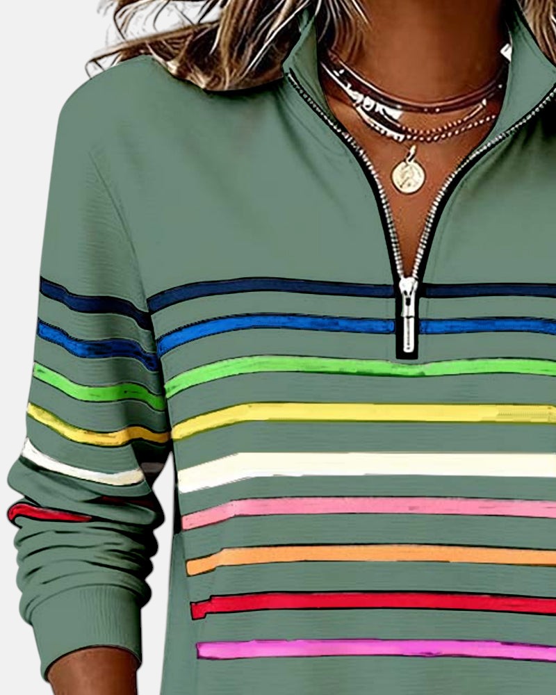 Ariella | Striped Zip Hoodie