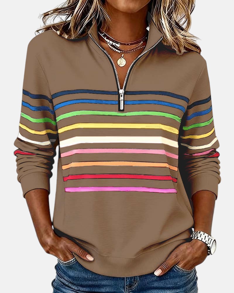 Ariella | Striped Zip Hoodie